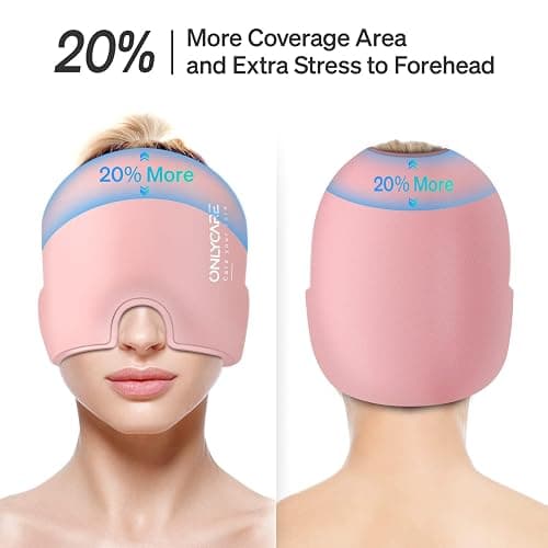 ONLYCARE Migraine Relief Cap, Upgraded Odorless Migraine Ice Head Wrap, Headache Relief Hat for Migraine, Slight-Pink thumbnail 4