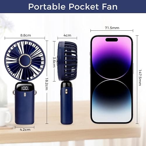 BOSONER Handheld Fan Hand Held Mini - Electric Fan Rechargeable with 5 Speeds -Small Portable Fan 4000mAh Battery Operated - Personal Silent Travel Fan Holiday for Kids Women Men thumbnail 3