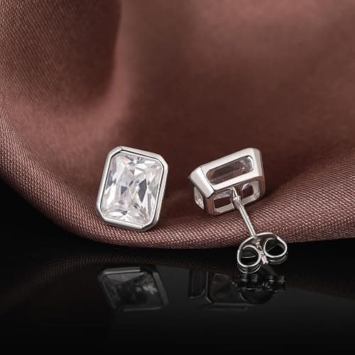 Jiahanzb Brilliant Heart-cut/Oval-cut/Trillion-cut/Cushion-cut/Emerald-cut/Marquise-cut Stud, 925 Sterling Silver Cubic Zirconia Stud Earrings for Women Men thumbnail 7
