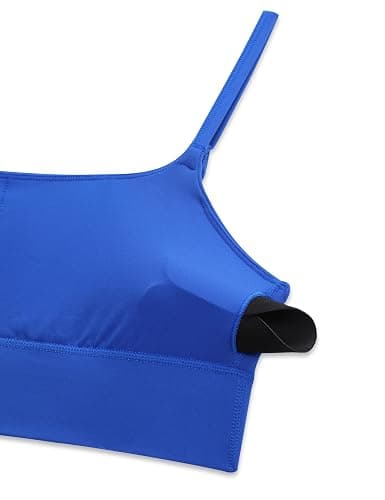 CRZ YOGA Butterlift Scoop Neck Longline Sports Bras for Women - Adjustable Spaghetti Strap Workout Crop Top Padded Cami Tank thumbnail 5