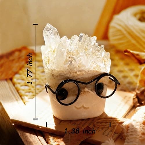 Estairkas Natural Crystal Hedgehog Pet Rock, Mystery Quartz Desk Decor | Punk crystal buddy for rock collectors, coworkers & friends; fun birthday desk accessory thumbnail 2