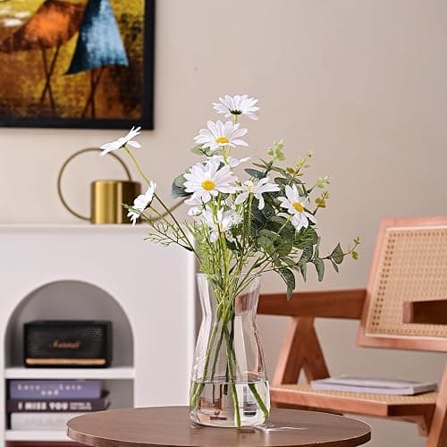 8 inch Clear Glass Flower Vases for Centerpiece Table Home Indoor Desk Decor,Ins Modern Boho Style Vase for Wedding Housewarming Gift thumbnail 2
