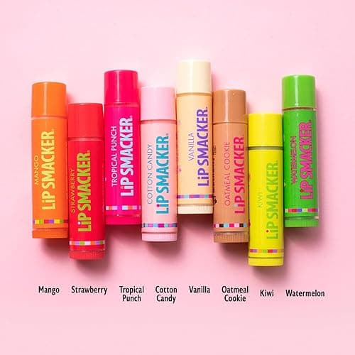 Lip Smacker Original & Best Holiday Flavored Lip Balm Party Pack, Oatmeal Cookie, Vanilla, Mango, Watermelon, Tropical Punch, Cotton Candy, Kiwi, Strawberry, Clear thumbnail 3