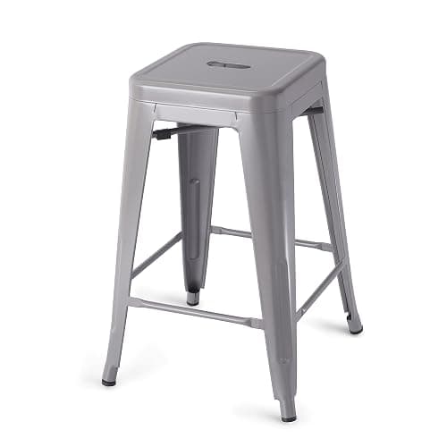 Amazon Basics Metal Bar Stools, 24-Inch, Easy Assembly, Dark Grey, Set of 4 thumbnail 4