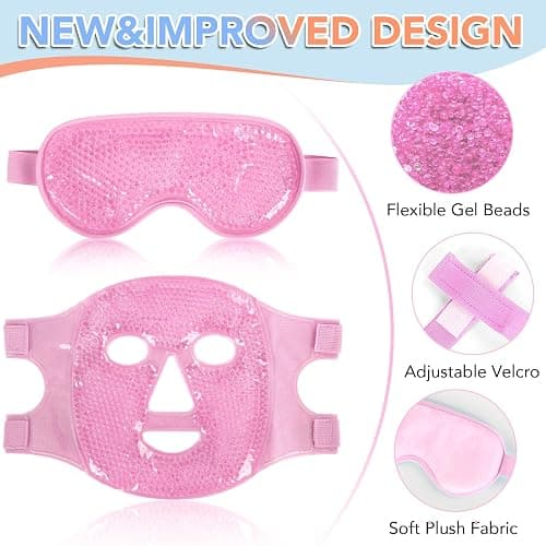 XPCARE Colding Ice Face Mask and Cooling Eye Mask for Puffy Eyes & Migraine Relief Gel Eye Mask Cool Face Ice Masks for Dark Circles Eye Surgery Sleeping Pressure Headaches Skin Care(Pink) thumbnail 3