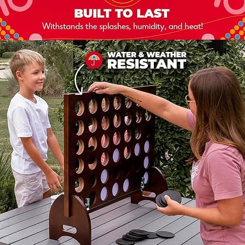 Swooc Games - Giant Four in a Row (All Weather) with Carrying Case & 60% Quieter Design - Giant Connect Game Outdoor for Adults and Family - 4 in a Row Life Size Yard Games for Kids and Adults thumbnail 4