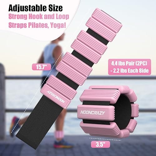 Pilates Wrist Ankle Weights for Women, Wearable Strong Arm & Leg Weights Set of 2(1 lb/2.2 lbs Each), Adjustable Ankle Weights for Walking, Yoga, Dance, Barre, Gym thumbnail 4