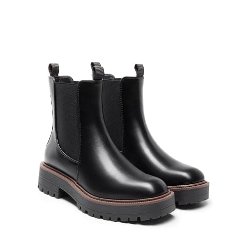 DREAM PAIRS Women's Chelsea Ankle Boots Square Toe Fashion Low Heel Lug Sole Platform Fall Booties Shoes thumbnail 4