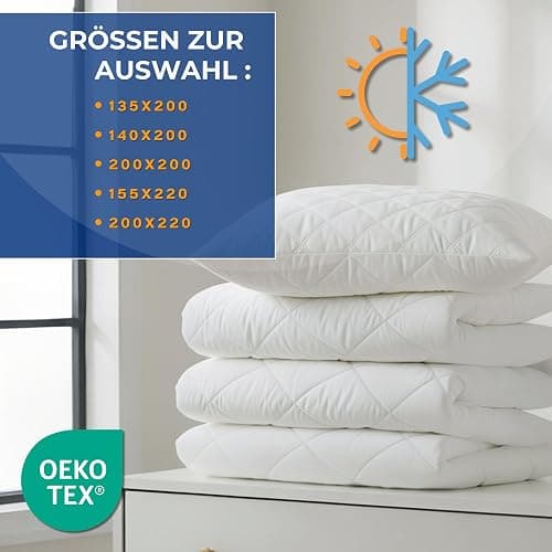 Amazinggirl Bettdecken Set 200x220 Ganzjahresbettdecken mit 2 Kissen 80x80 – Weiche atmungsaktive klimaregulierende Steppbettdecken für Allergiker, Oeko-Tex Zertifiziert, waschbar thumbnail 2