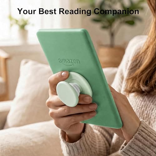 MOROCK Grip for Kindle with Kickstand and Magnetic Stand, Soft Silicone Magnetic Finger Grip for Kindle, iPhone and Smartphone, Cute Magnetic eReaders Holder, Matcha Green thumbnail 7