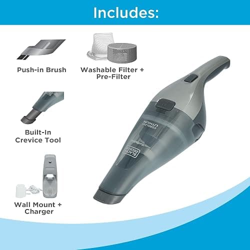 BLACK+DECKER dustbuster Handheld Vacuum, 8V Cordless, Hand Vacuum for Quick Cleanup with Crevice Tool and Washable Filter (HNVC220BCZ01) thumbnail 8