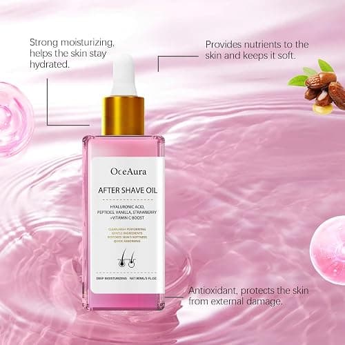 ONMYLOVIN Strawberry Vanilla After Shave Oil, Soft Serve After Shave Oil to Smooth Skin with Hyaluronic Acid & Peptides to Soothe Razor Burn, Prevent Ingrown Hairs & Dryness thumbnail 6