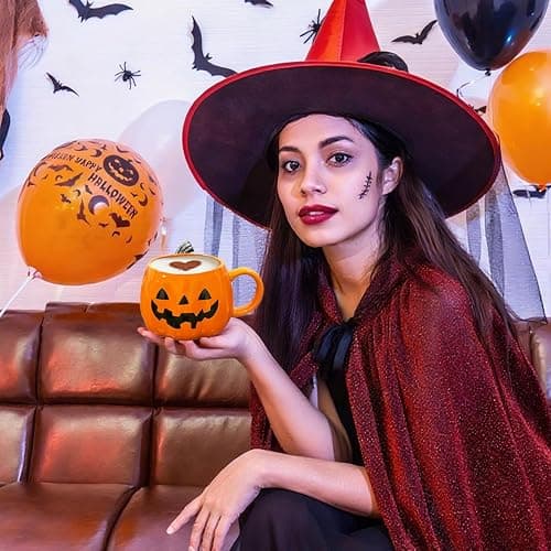 HS&ROXIN Halloween Mug Novelty Pumpkin Mug 3D Cute Ceramic Cup Halloween Coffee Cup Spooky Fall Decor and Christmas Birthdays Perfect Gifts for Kids and Adults Men Women (Orange) thumbnail 2