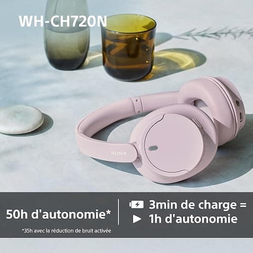 Sony WH-CH720N - Casque Bluetooth sans Fil à réduction de Bruit - Micro intégré - jusqu'à 35 Heures d'autonomie et Charge Rapide - Rose thumbnail 6