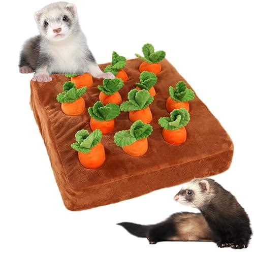 PUMEXFE Ferret Foraging Toys Novelty Carrot Snuffle Mat Interactive Pet Treat Enrichment Toys for Small Animals Bunny Rabbit Chinchilla Guinea Pig Hamster (12Carrot) - Image 1