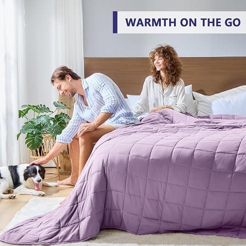 yescool Weighted Blanket for Adults (20 Lbs, 60”X 80”, Purple) Heavy Thick Bed Blanket Queen/Full Size for Sleeping Perfect for 190-210 Lbs, Cozy Gifts for Women, Machine Washable thumbnail 10