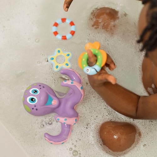 Nuby Floating Octopus Toy with 3 Hoopla Rings - Baby Bath Toy for Boys and Girls - 18+ Months - Purple (Pack of 1) thumbnail 10