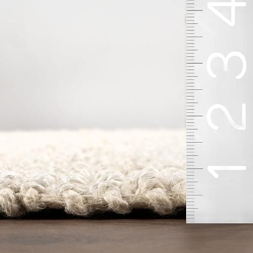 nuLOOM 6x9 Daniela Jute Tassel Hand Woven Area Rug, Off White, Solid Chunky Farmhouse Design, Natural Fiber, For Bedroom, Dining Room, Living Room, Hallway, Office, Entryway thumbnail 2