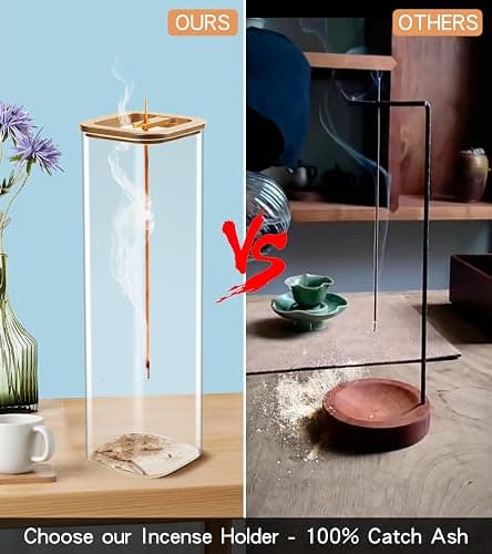 Insence-Stick Holder [Anti-Ash Flying], Modern Incense Burner Holder with Removable Glass Ash Catcher, for Home Decor Yoga Meditation thumbnail 5