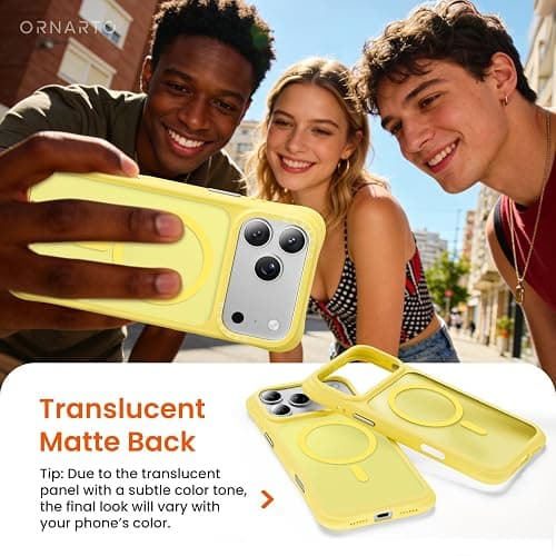 ORNARTO Magnetic for iPhone 17 Pro Max Case, 20FT Military-Grade Drop Protection, Compatible with MagSafe, Slim Shockproof Translucent Matte Phone Case for iPhone 17 Pro Max 6.9", Light Yellow thumbnail 8