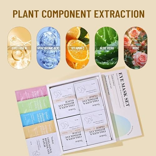 Yeokoe Under Eye Patches for Dark Circles,Eye Mask for Puffy Eyes With Collagen,Retinol,Vitmin C,Hyaluronic Acid and Niacinamide Face Masks Skincare Spa Gifts for Woman 20Pairs thumbnail 3