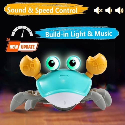 control future Crawling Crab Baby Toy - Infant Tummy Time Toys 3 4 5 6 7 8 9 10 11 12 Babies Boy 3-6 6-12 Learning Crawl 9-12 12-18 Walking Toddler 36 Months Old Music Development 1st Birthday Gifts thumbnail 3