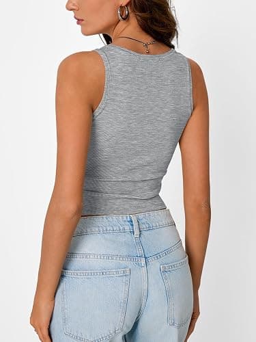 SUNBS Womens 3 Pack Square Neck Tank Tops Soft Ribbed Crop Tops Basic Camisoles thumbnail 4