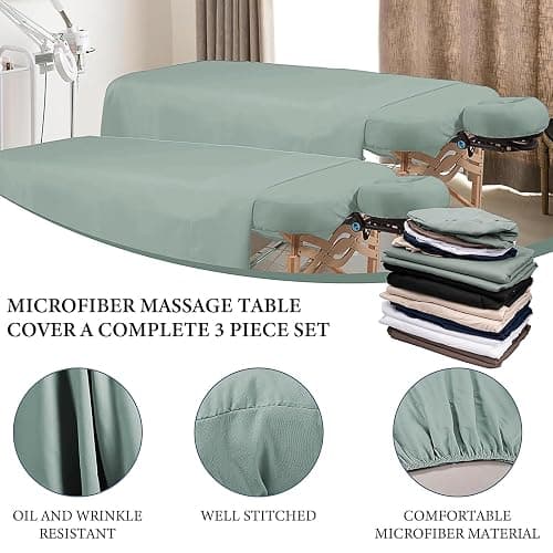 KisSealed 6 Sets Microfiber Massage Table Sheets Set,18-Piece Includes Massage Table Cover Fitted Sheet and Fitted Face Rest Cover, Spa Bed Sheets for Esthetician Wrinkle & Oil Resistant (6 Colors) thumbnail 3
