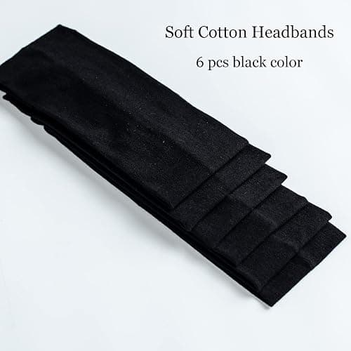 MLMOMVME 6 Pcs Black Headbands for Women Hair Cotton Headband Non-slip Stretchy Elastic Head Wrap Holder Hair Accessories thumbnail 6