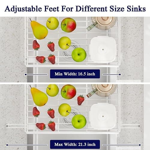 COHOSEGE Large Dish Drying Rack,Extendable Dish Rack with Cutlery Holder, Anti-Rust White Dish Racks for Kitchen Counter,Dish Drainers for Kitchen Sink,Over The Sink Drying Rack Kitchen thumbnail 7