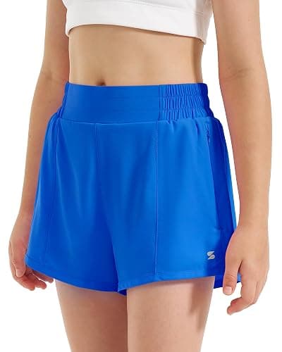 Stelle Girl's Athletic Shorts with Liner Zipper Pockets Elastic Waist Running Shorts Sports Active Shorts for Teen Kids thumbnail 5