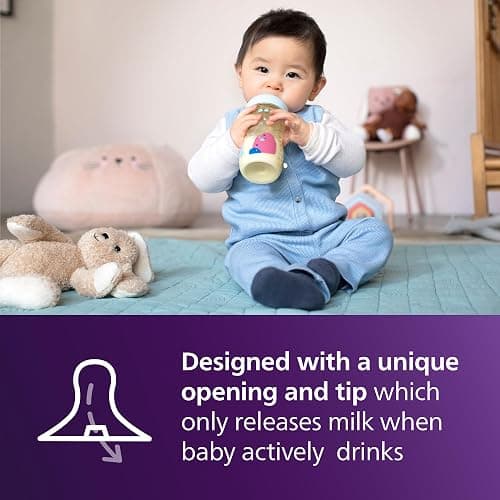 Philips Avent Natural PPSU Baby Bottles, Medium Flow, 9 oz, BPA-Free | Baby-Controlled Flow, No-Drip Design, Reduces Colic and Gas with Anti-Colic Valve, 2-Pack, SCY943/02 thumbnail 5