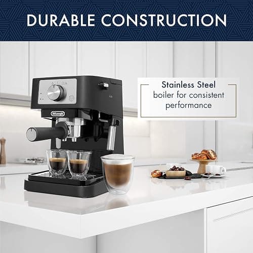 De'Longhi Stilosa Manual Espresso Machine, Compact Coffee Maker, 15 Bar Pump Pressure, Manual Milk Frother Steam Wand for Authentic Single & Double Espresso, Lattes & Cappuccinos, Tamper Included thumbnail 5