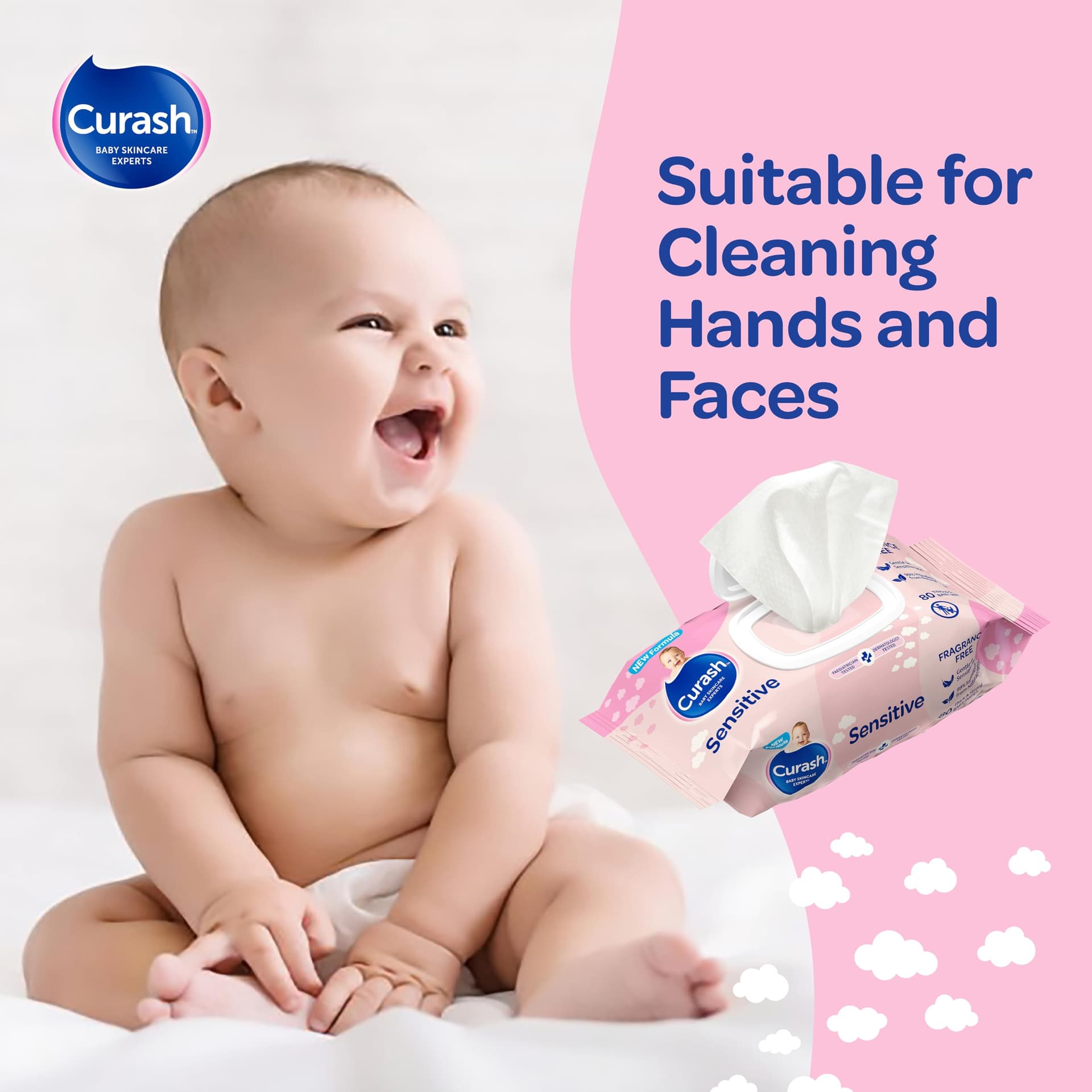 New Formula Curash Fragrance Free Baby Wipes, 8x80 Pack, For Sensitive Skin, Suitable for Newborns, Thick & Soft Texture, No Soap, Alcohol Or Parabens, Everyday Cleansing And Nappy Changes, 640 Wipes (packaging may vary) thumbnail 13