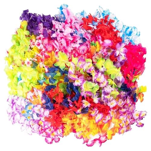 25 Count Hawaiian Leis Set Necklace Bulk for Kids & Adults – Tropical Luau Flower Lei Necklaces, Multicolor Party Favors for Hawaii Decor Birthday, Beach Wedding, Easter Parties & Holiday Decorations thumbnail 3