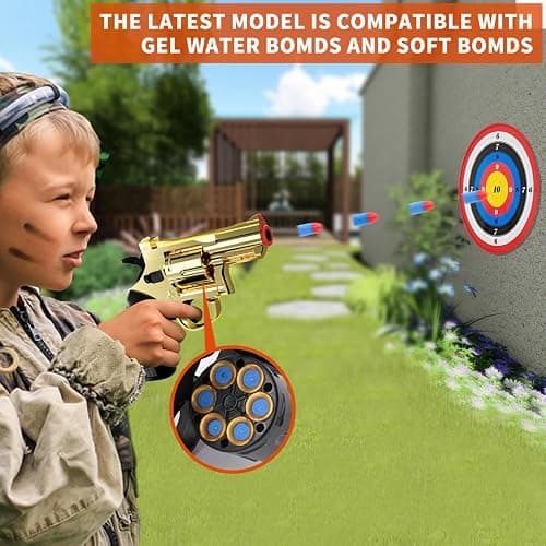 Xuyongjun Toy Gun Soft Bullet Toy Revolver, Can fire Sponge Bullets,with 40 Bullets,for Age of 6 7 8 9 10+ Years Old Kid Boys Girls（Gold） thumbnail 7
