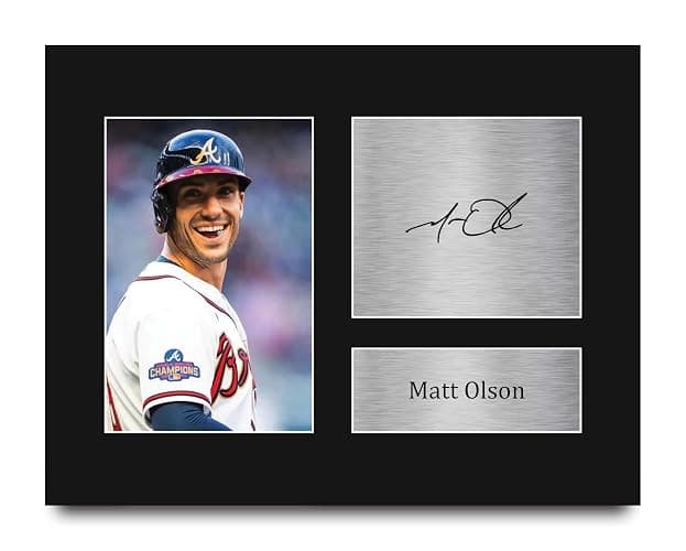 HWC Trading Matt Olson Atlanta Braves Gifts Printed Signed Autograph Picture for Baseball Memorabilia Fans - US Letter - Image 1