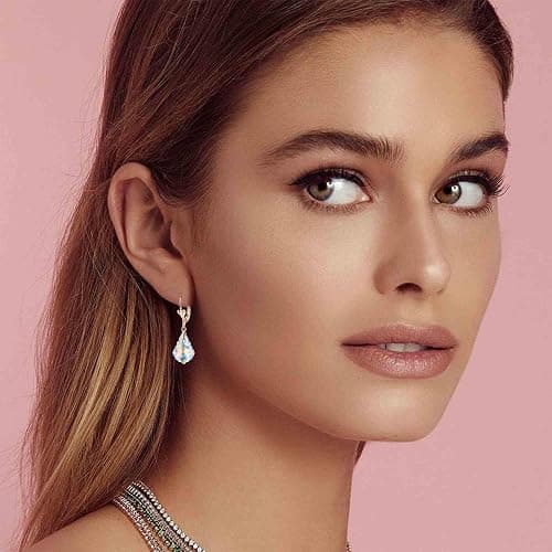 Austrian Crystal Baroque Drop Leverback Earrings for Women Fashion 14K Gold Plated Hypoallergenic Jewelry thumbnail 2
