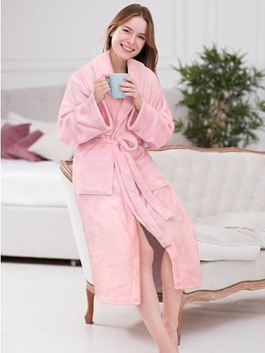PAVILIA Womens Robe Fleece Plush Soft, Fluffy Fuzzy Cozy Warm Bathrobe, Shower Spa House Long Robe for Women thumbnail 4