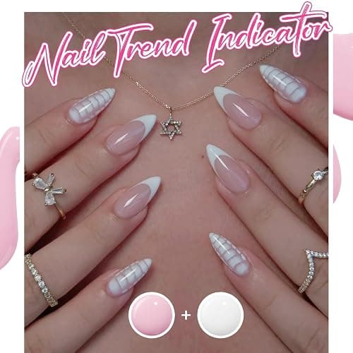 modelones French Gel Polish Set, 2Pcs 15ML White Nude Pink Gel Nail Polish Jelly Milky Pink White Colors Soak Off U V LED French Tip Manicure, Classic French Nail Kit for DIY at Home Salon for Women thumbnail 2