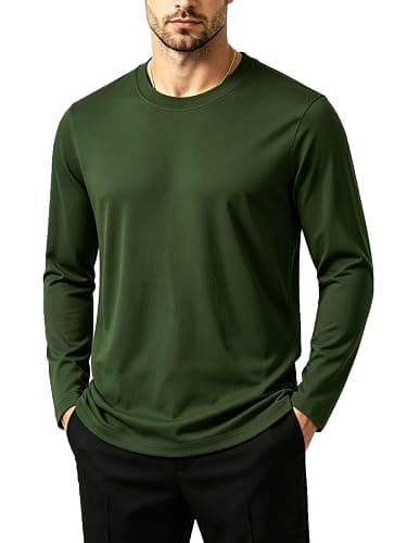 KINGFEN Men's Crewneck T-Shirt Long Sleeve Cotton Casual Pullover Basic Tee Shirts thumbnail 5