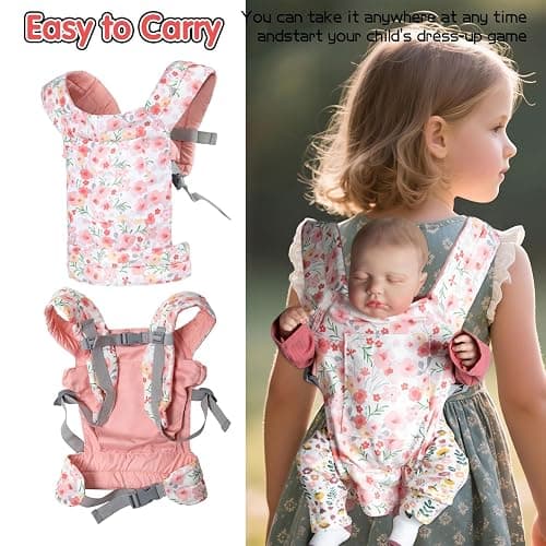 Reborn Baby Doll Carrier Realistic Newborn Baby Dolls Carrier for Little Girls Pink Lightweight Easy Worn thumbnail 3