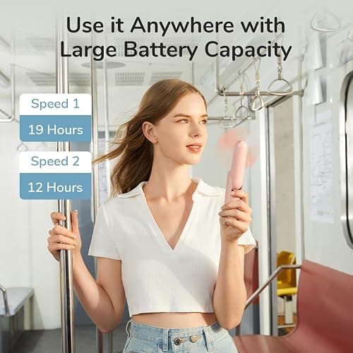JISULIFE Handheld Mini Fan, 3 IN 1 USB Rechargeable Portable Fan [12-19 Working Hours] with Power Bank, Flashlight, Pocket Design for Travel/Summer/Concerts/Lash, Gifts for Women (Pink) thumbnail 2