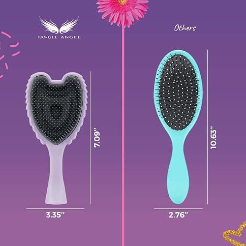 Hair Detangler Brush - Detangling Brush for Thick Hair with Soft Bristles, Angel Wing Design, & Long Handle - Water Resistant Tangle Angel Reborn Hairbrush for Shower & Hairstyling - Pink Sparkle thumbnail 5