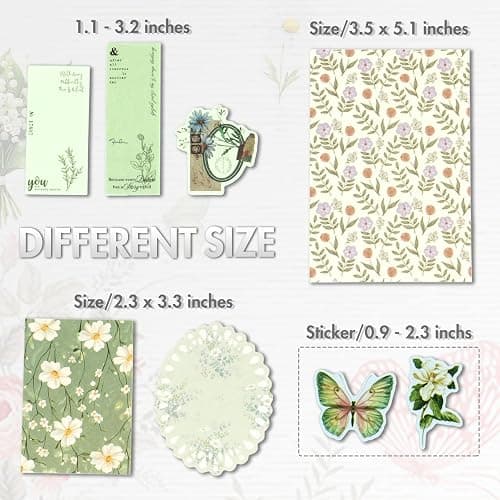 OKUPAN Scrapbook Supplies Kit – 400Pcs Scrapbook Paper & Journal Stickers | 4 Pack Vintage Floral Journaling Supplies for Bullet Journaling, Retro Crafts, Planner, Mixed Media, Collage Card Album thumbnail 6