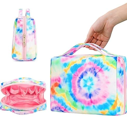 Bluboon Toiletry Bag Travel Makeup Bag Portable Cosmetic Bag Organizer for Women and Girls (Tie Dye Blue) thumbnail 6