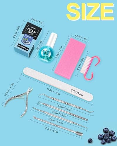 MORGLES Nail Files and Buffers Set, Manicure Kit for Women with Blueberry Cuticle Oil, 13 Pcs Nail Care Kit with Cuticle Trimmer and Pusher thumbnail 7