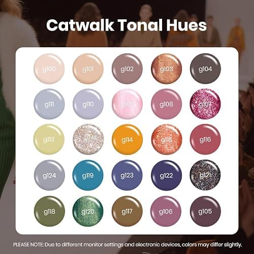 Beetles Winter Gel Nail Polish Set – Catwalk Tonal Hues 25 Colors UV Gel Polish Set, Brown Nude Blue Green Glitter with Base Glossy Matte Top Coat Soak Off UV LED Manicure Christmas Gift for Women thumbnail 5