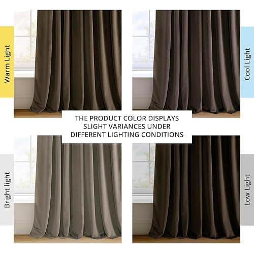 HPD Half Price Drapes Signature Velvet Thermal Blackout Curtains for Living Room 108 Inch Long (1 Panel) Rod Pocket Insulated Blackout Curtains for Bedroom Window Curtains, 100W x 108L, Java thumbnail 5