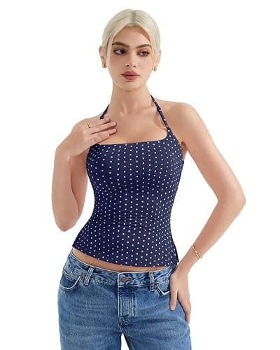 SUUKSESS Women Halter Double Lined Tank Top Backless Going Out Camisole Crop Top thumbnail 6